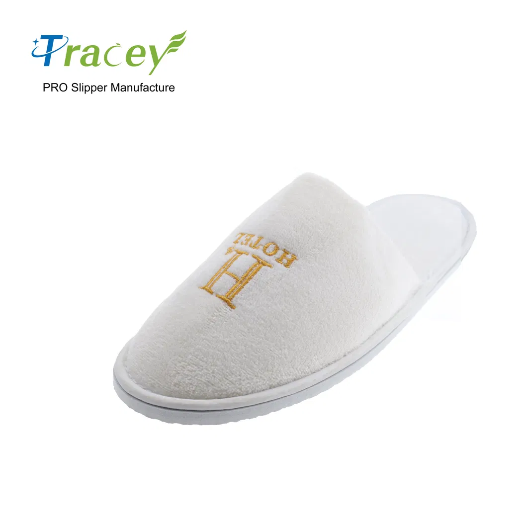 OEM Customized Warm Adult Sublimation Hotel Room Slippers White Disposable Hotel Guests Slipper Airline Slippers