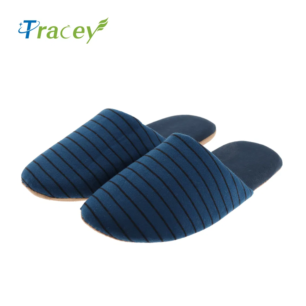 Black Cotton Velour Disposable Customized Hotel Slippers with Embroidered Logo