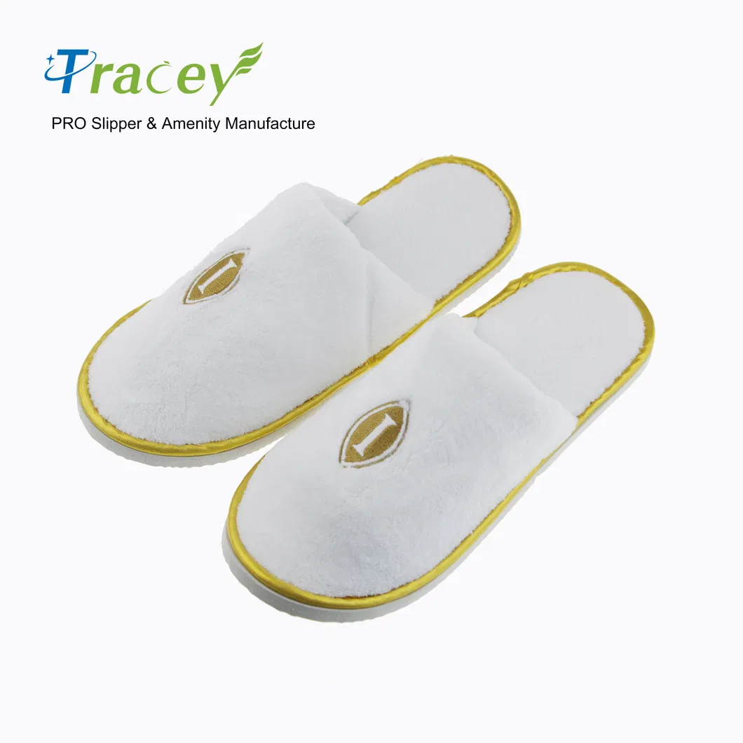 Custom Logo Wedding Disposable Luxury Coral Fleece Slippers for Hotel Guests Slipper Bridesmaids Slipper Wedding