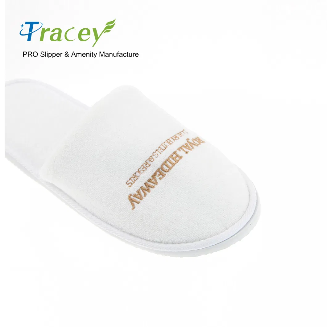 OEM Customized Warm Adult Sublimation Hotel Room Slippers White Disposable Hotel Guests Slipper Airline Slippers