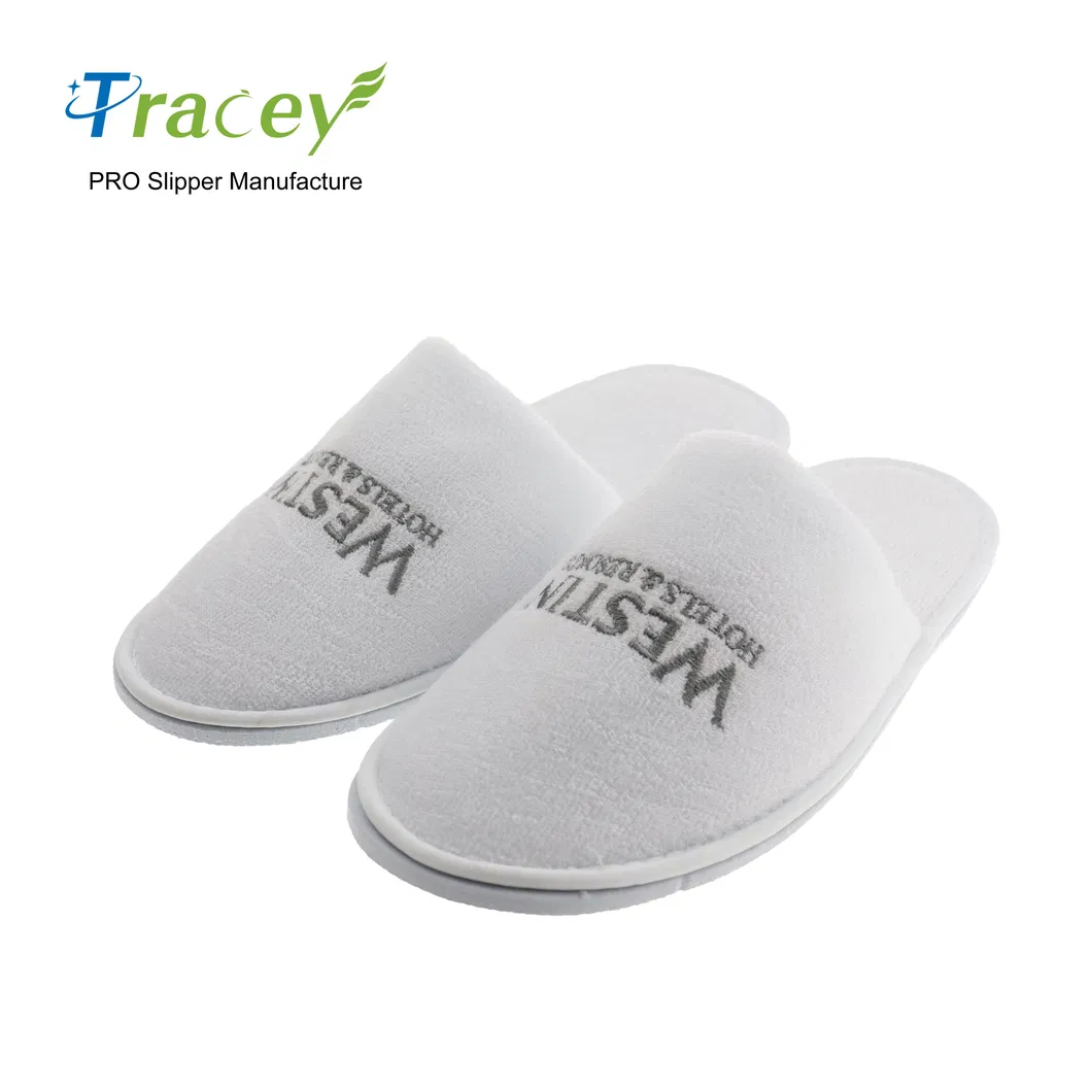 Factory Personalized Hotel Supplies Bathroom Slippers Closed Toe Linen Disposable Hotel Slipper
