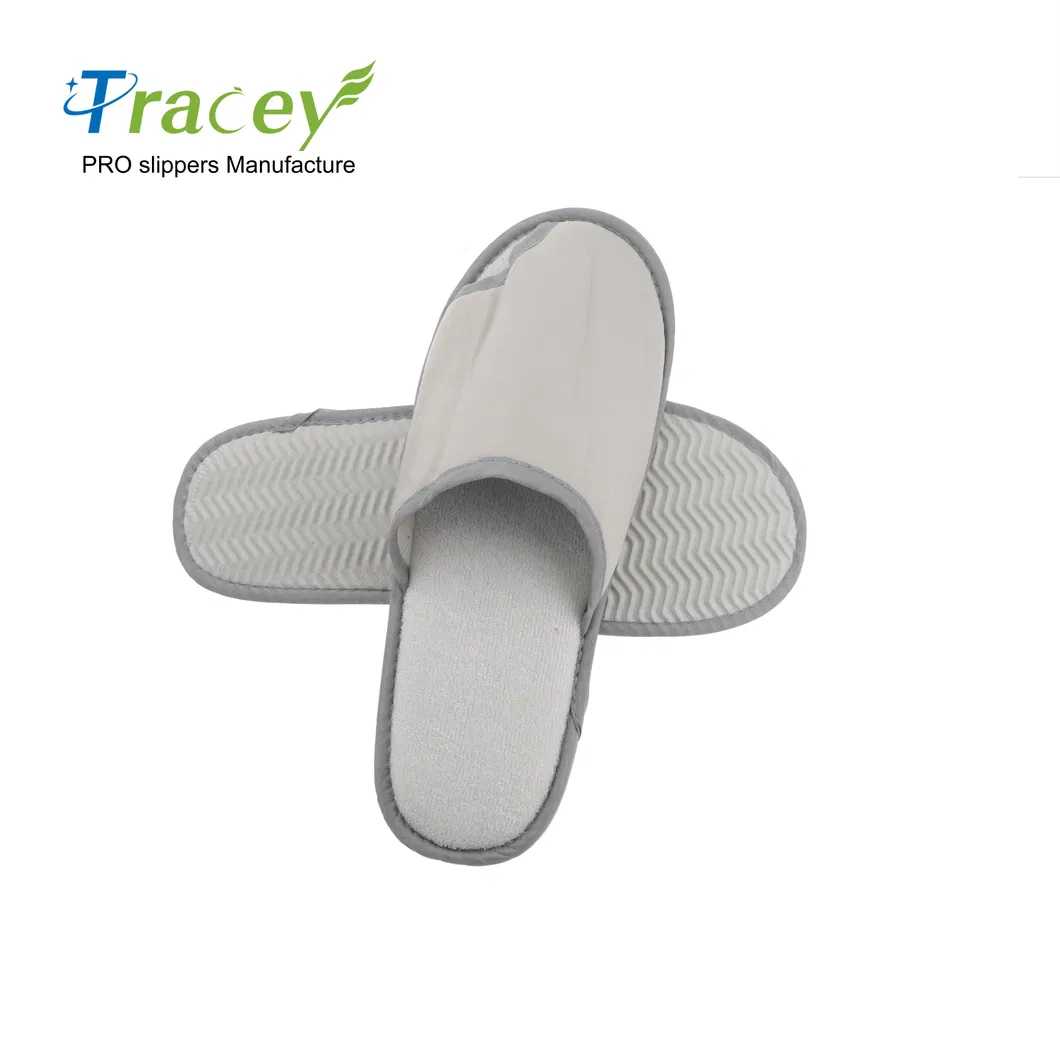 Customized Anti-Slip 100% Cotton White Hotel Disposable Slippers SPA Guests Slipper for Men