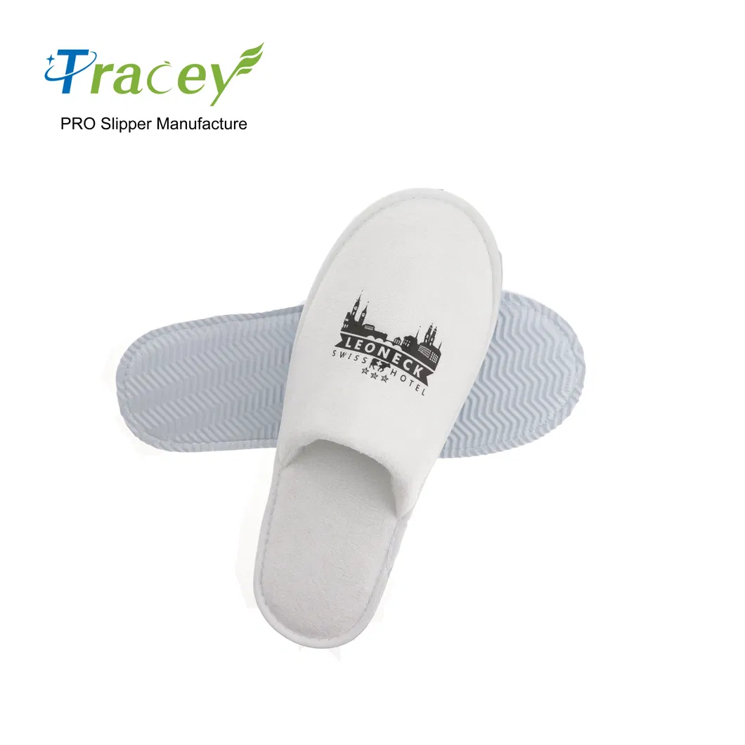 Custom Wholesale Luxury Bedroom Waffle Adult Travel Sizes Cotton Guest Disposable White Hotel Slippers with Logo