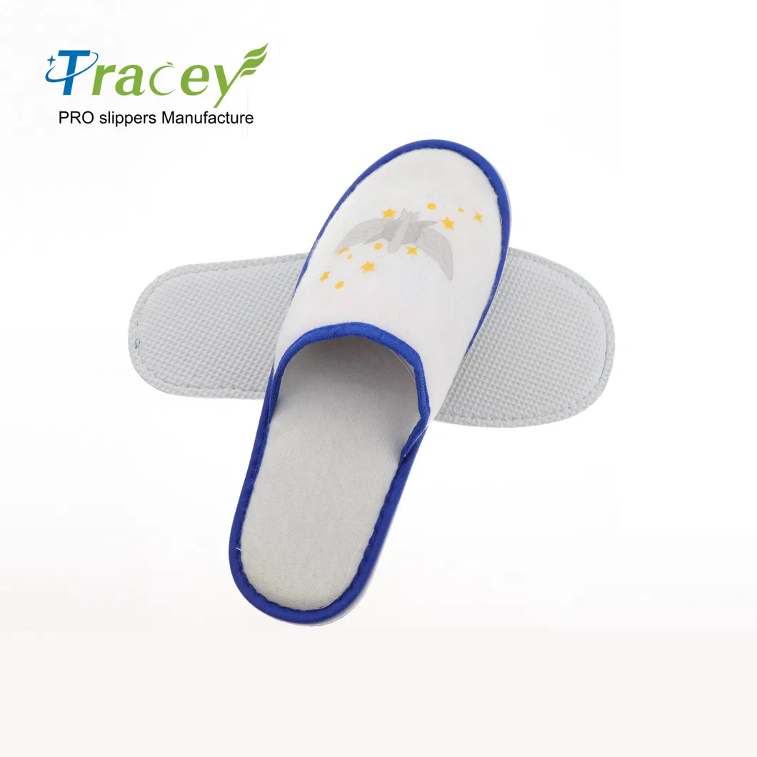 Wholesale Cheap OEM Custom Logo White Washable Hotel Room SPA Guest Disposable Cotton Terry Slippers