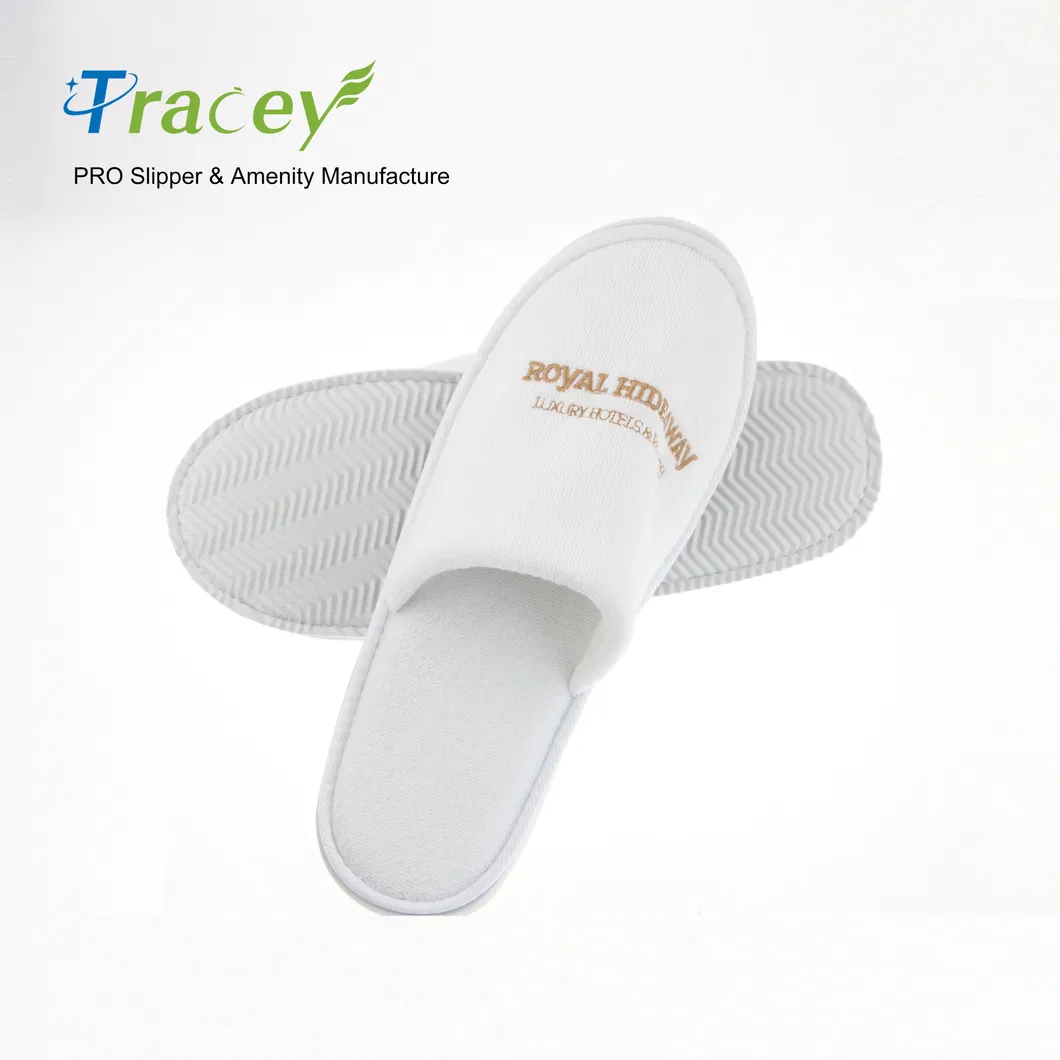 OEM Customized Warm Adult Sublimation Hotel Room Slippers White Disposable Hotel Guests Slipper Airline Slippers