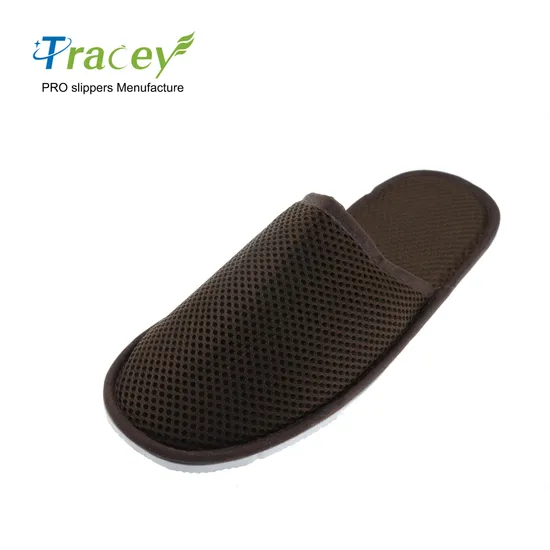 Black Cotton Velour Disposable Customized Hotel Slippers with Embroidered Logo