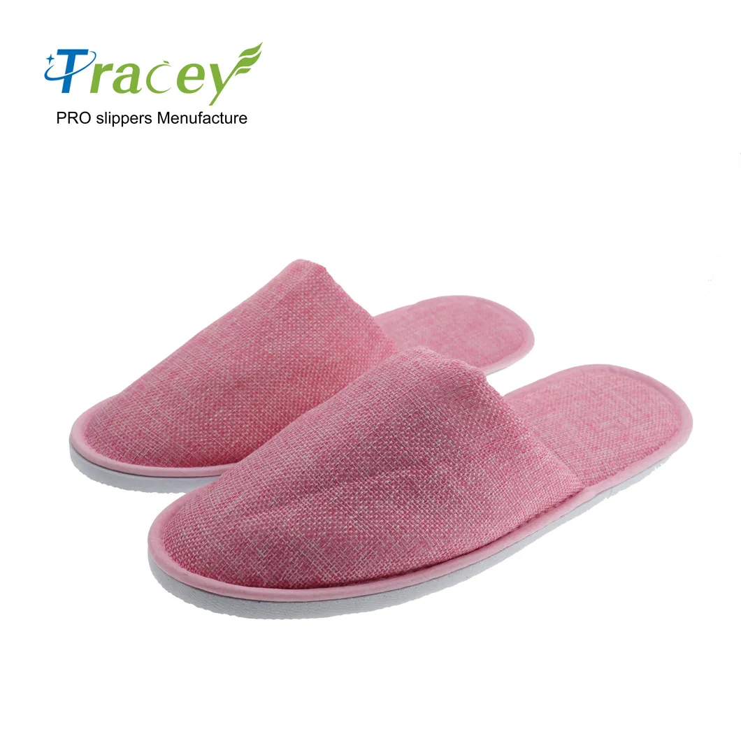 Wholesale Luxury Personalized Close-Toe Thick Cotton Waffle Hotel Slippers Non-Slip Dotted Sole Waffle SPA Slippers