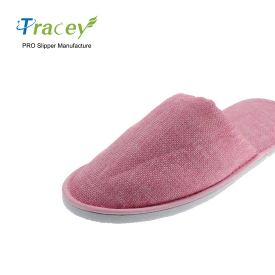 Wholesale Luxury Personalized Close-Toe Thick Cotton Waffle Hotel Slippers Non-Slip Dotted Sole Waffle SPA Slippers