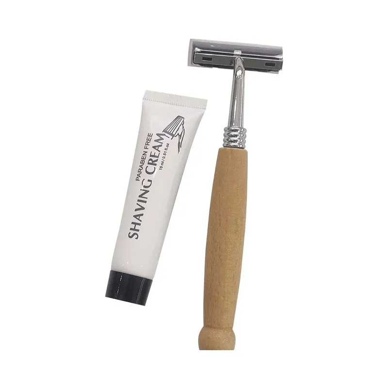 Bamboo Wood handle Razor /Shave Kit Blade Razor /Natural Eco-Friendly Shave Razor Disposable Bamboo Hotel Amenities Set