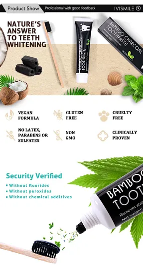 Actived Charcoal Black Toothpaste Bamboo Mint Toothpaste Dentifrice Pasta Dental Manufacture