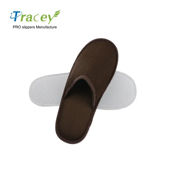 Black Cotton Velour Disposable Customized Hotel Slippers with Embroidered Logo