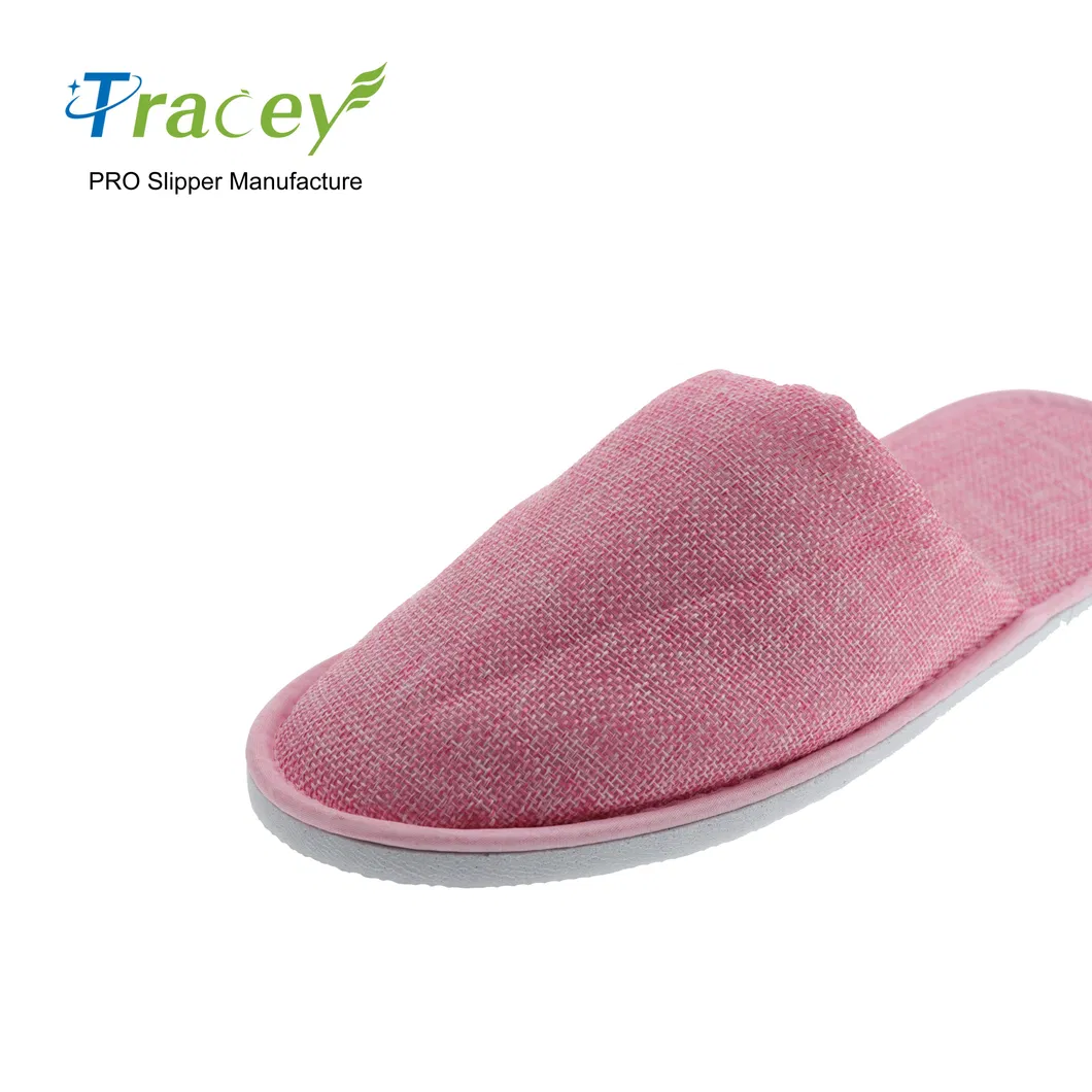 Wholesale Luxury Personalized Close-Toe Thick Cotton Waffle Hotel Slippers Non-Slip Dotted Sole Waffle SPA Slippers