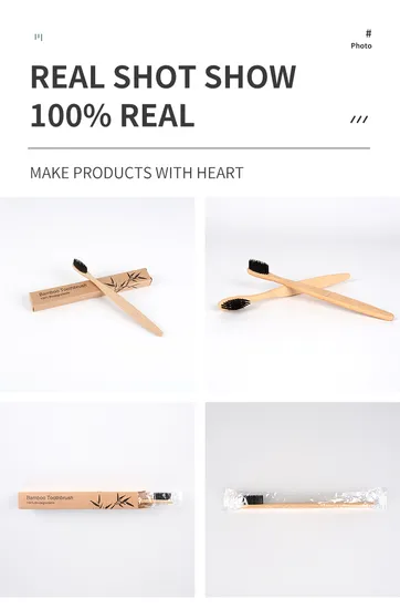 Bamboo Toothbrush with Eco-Friendly Paper Pack 100% Biodegradable with Rainbow Bristle Colorful Pack Wooded Toothbrush