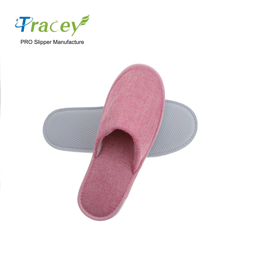 Wholesale Luxury Personalized Close-Toe Thick Cotton Waffle Hotel Slippers Non-Slip Dotted Sole Waffle SPA Slippers