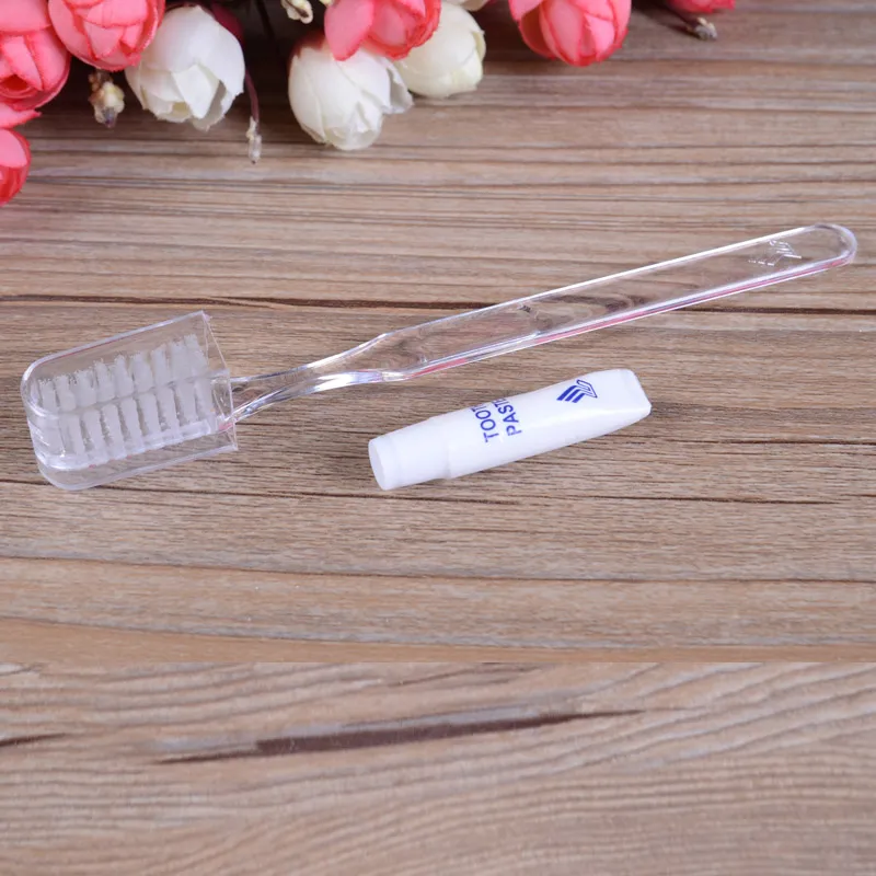 Hotel Double Color Handle Toothbrush+ 10gr Miradent Toothpaste Hotel/Travel Airlines Dental Kit /Disposable Toothbrush Set