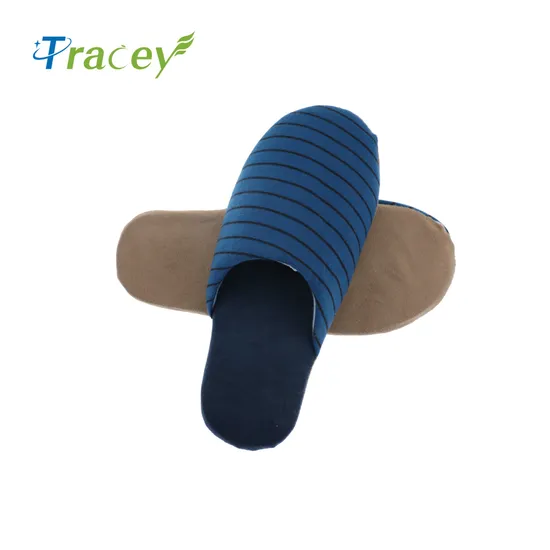 Black Cotton Velour Disposable Customized Hotel Slippers with Embroidered Logo