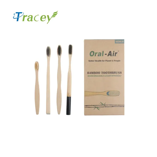 Toothbrushes Eco- Friendly Round Handle Bamboo Packing Free Plastic 10 Pack Bamboo Toothbrushes