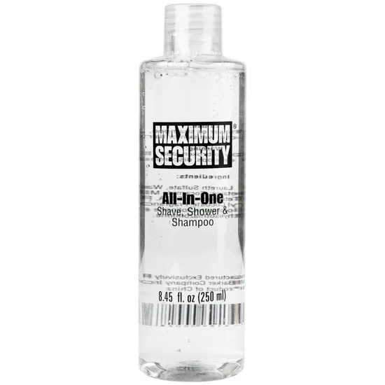 Clear All in One Shower, Shampoo, and Shave, Easy Contraband Inspection Jail Shampoo