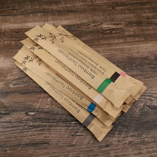 Bamboo Toothbrush with Eco-Friendly Paper Pack 100% Biodegradable with Rainbow Bristle Colorful Pack Wooded Toothbrush