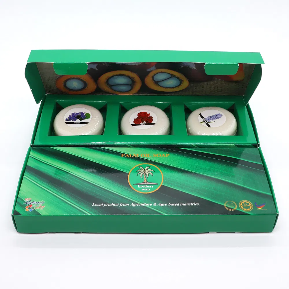 Malaysia Paim Oil Soap Bar, Natural Perfume Soap, 100gr*3PCS Local Gift Pack Soap Round Shape Soap Factory