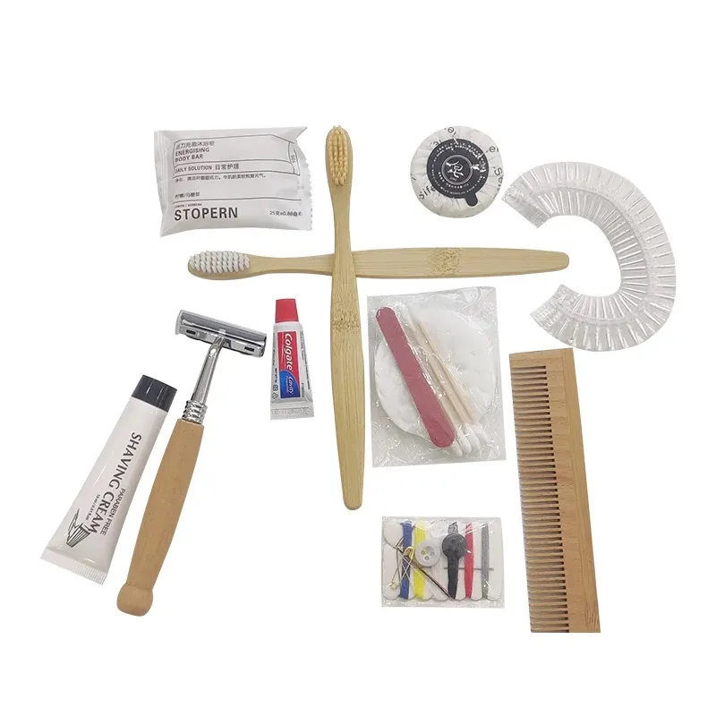 Bamboo Hotel Kits/Natural Eco-Friendly Disposable Bamboo Handle Razor/Comb/Toothbrush Bmboo Wood Bathroom Sets Amenities