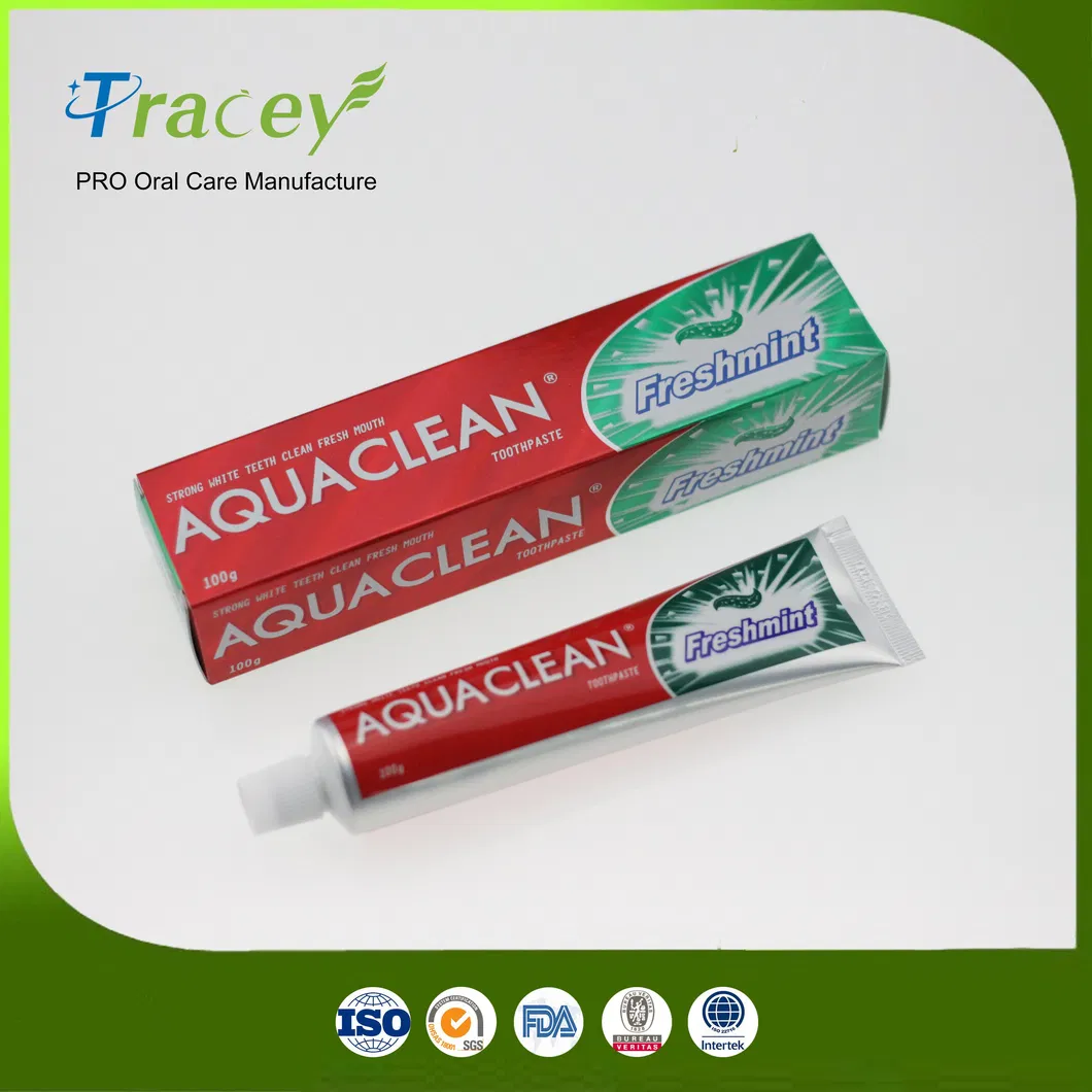 Aquaclean 100gr Toothpaste Freshmint Gel OEM Toothpaste Factory with FDA GMPC