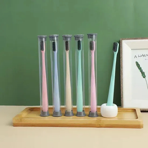 Eco-Friendly Hotel Travel Toothbrush /Straw Material /Corn Starch Based Plastics Bio-Degradable Toothbrush with Charcoal Bristle Toothbrush Factory