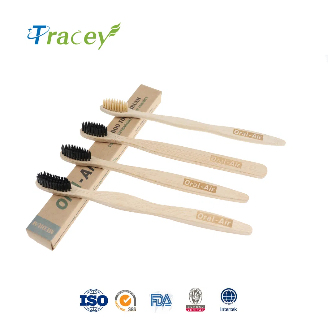Wholesale Custom Biodegradable Eco Friendly Black Soft Bamboo Toothbrush Charcoal Bamboo Toothbrush