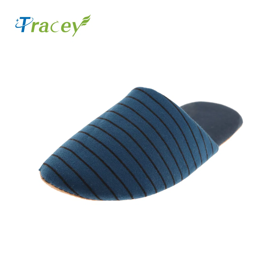 Black Cotton Velour Disposable Customized Hotel Slippers with Embroidered Logo