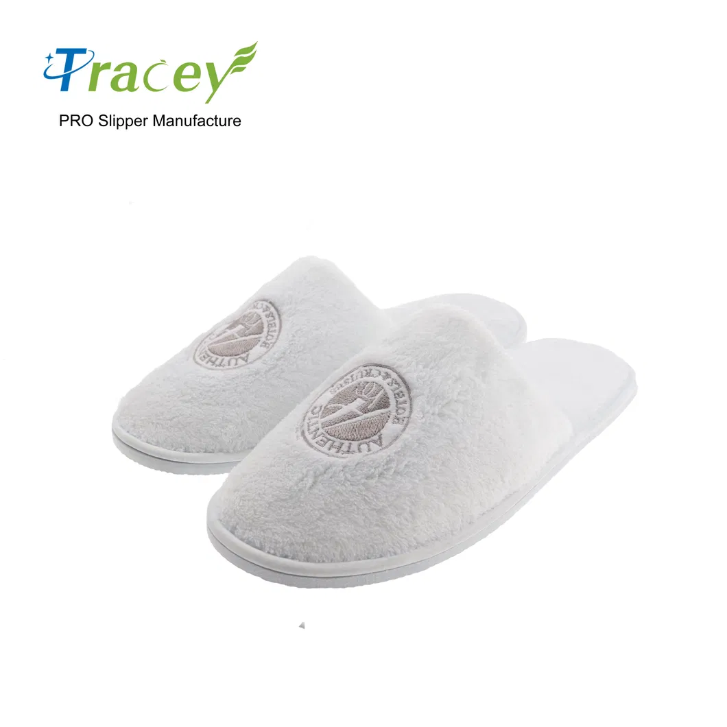 Custom Logo Luxury Coral Velour Hotel Slipper Wholesale Disposable Hotel Slipper