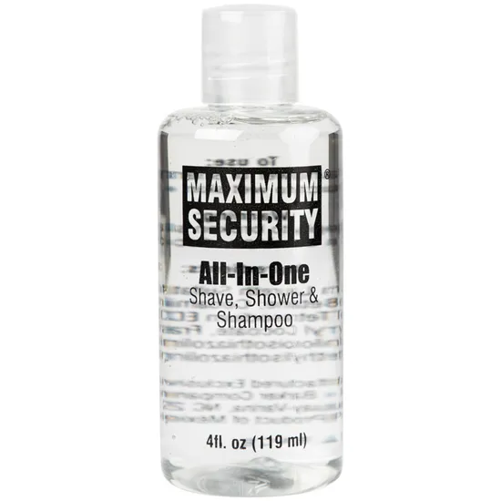59.5ml / 119ml All in on Shampoo &Shower Shave Gel High Clear Max Safety Security Jail Shampoo