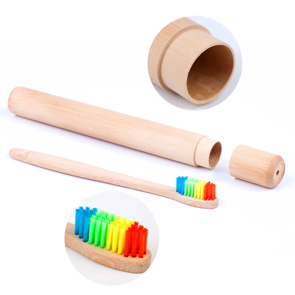 2022 Eco-Friendly Bamboo Case Bamboo Toothbrush Tube Used in Travel Packing Bamboo Toothbrush