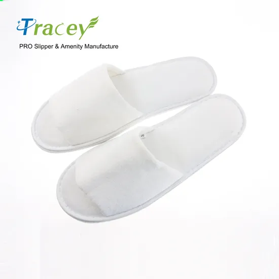 Fast Delivery Custom Hotel Coral Fleece Portable SPA Disposable Slippers Open Toe Velour for Unisex