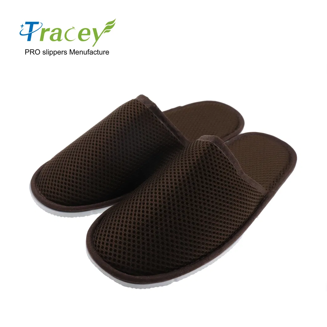 Cheap Comfortable Lightable Washable Closed Toe Towel Hotel Indoor Guest Slippers Pantuflas for Travel