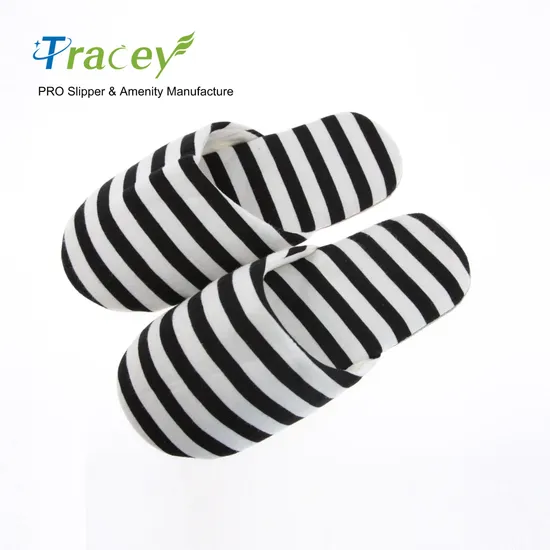 Hotel Black White Disposable Bedroom Custom Logo Coral Fleece Cheaper Fabric Luxury SPA Hotel Slippers