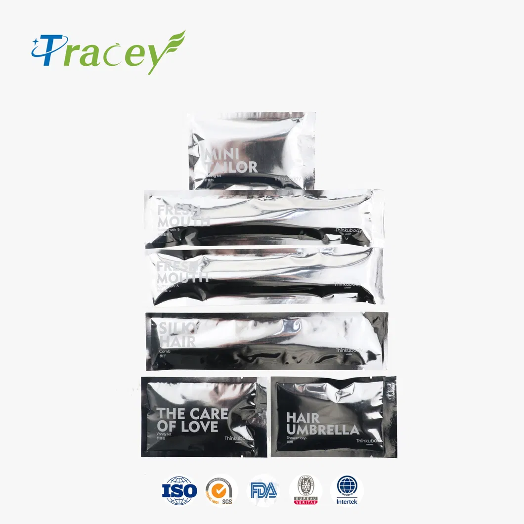 Wholesale Luxury Eco Personal Care Biodegradable Set Toothbrush Disposable Travel Toiletry Bag Dental Kit Hygiene Amenities