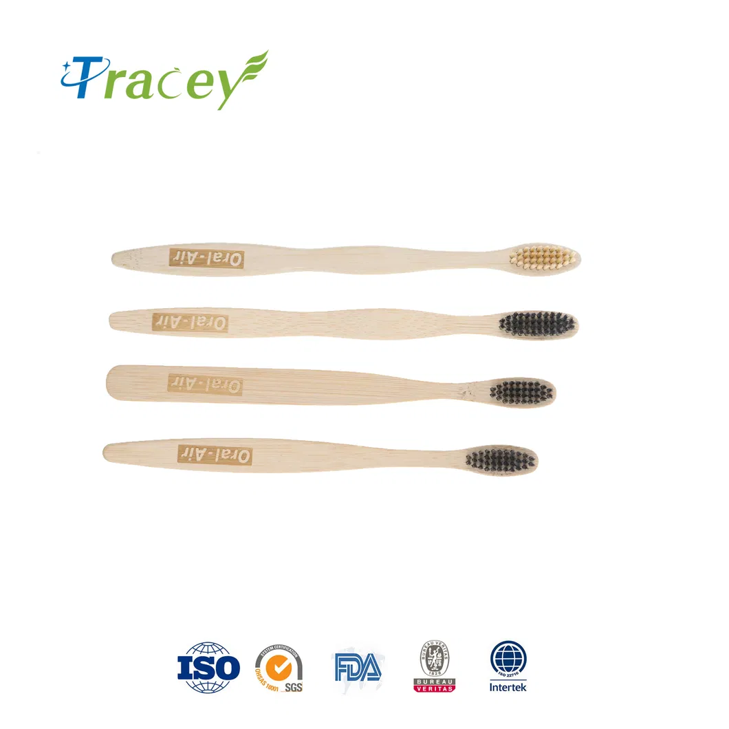 Wholesale Custom Biodegradable Eco Friendly Black Soft Bamboo Toothbrush Charcoal Bamboo Toothbrush