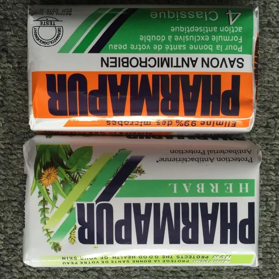 200gr Pharma Bath Toliet Soap Bar with Paper Pack Antimicrobial Savon Bar Soaps Herbal Total Soaps