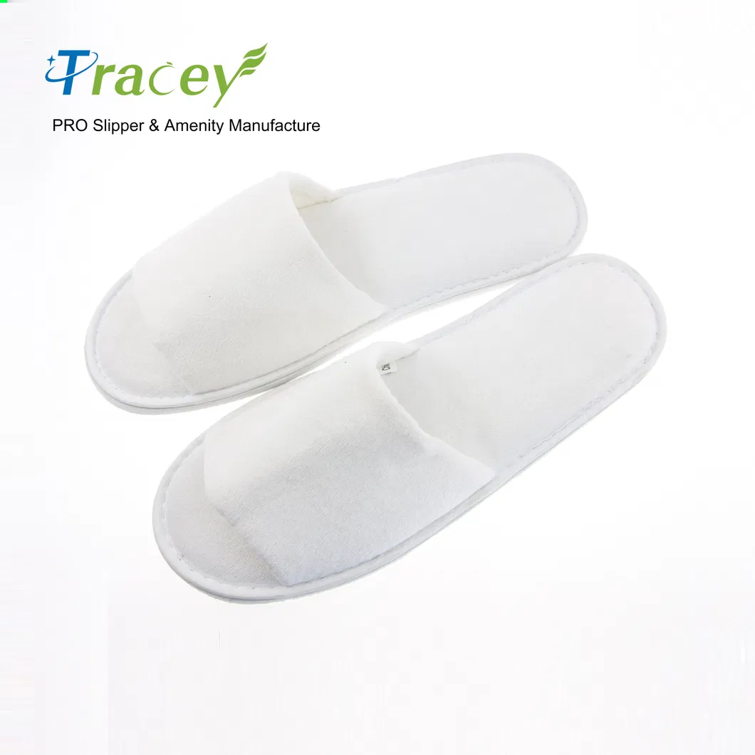 Fast Delivery Custom Hotel Coral Fleece Portable SPA Disposable Slippers Open Toe Velour for Unisex