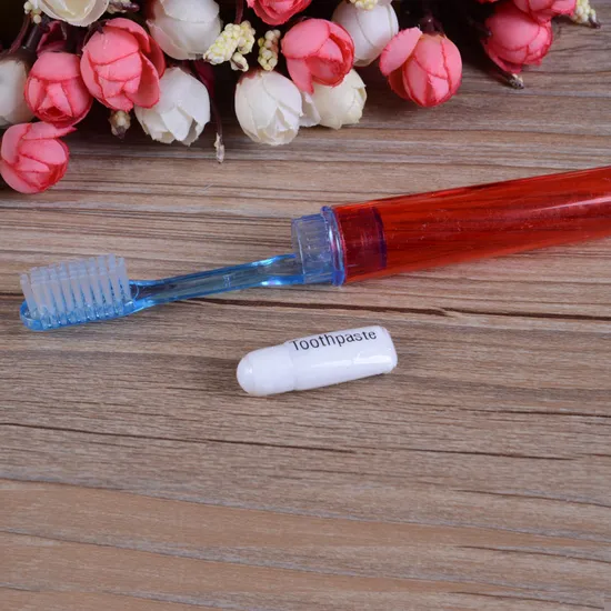 Travel Foldable Hotel Toothbrush Box Set with 5gr Toothpaste Dental Kit Airline Toothbrush