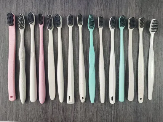 Eco-Friendly Hotel Travel Toothbrush /Straw Material /Corn Starch Based Plastics Bio-Degradable Toothbrush with Charcoal Bristle Toothbrush Factory