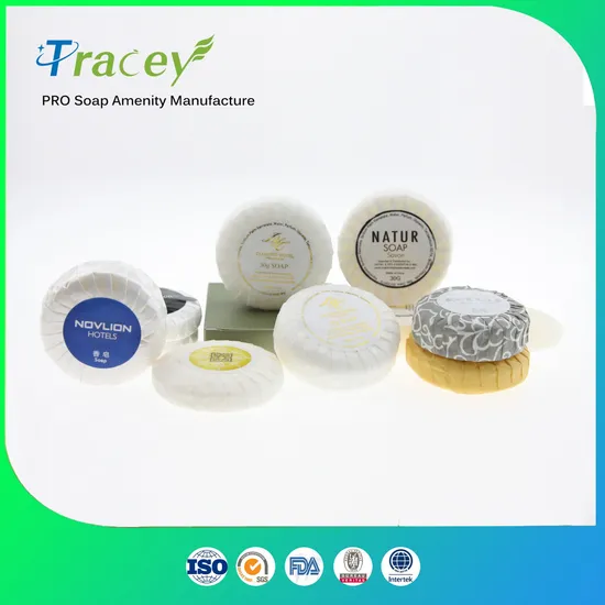Luxury Hotel Motel Bath Soap Round Label Face Hand Body Bar Facial Soap Jail Vegetable Cleansing Bar